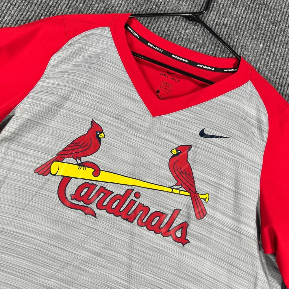 St. Louis Cardinals Windbreaker Jacket Mens Large Nike Red V Neck MLB Baseball